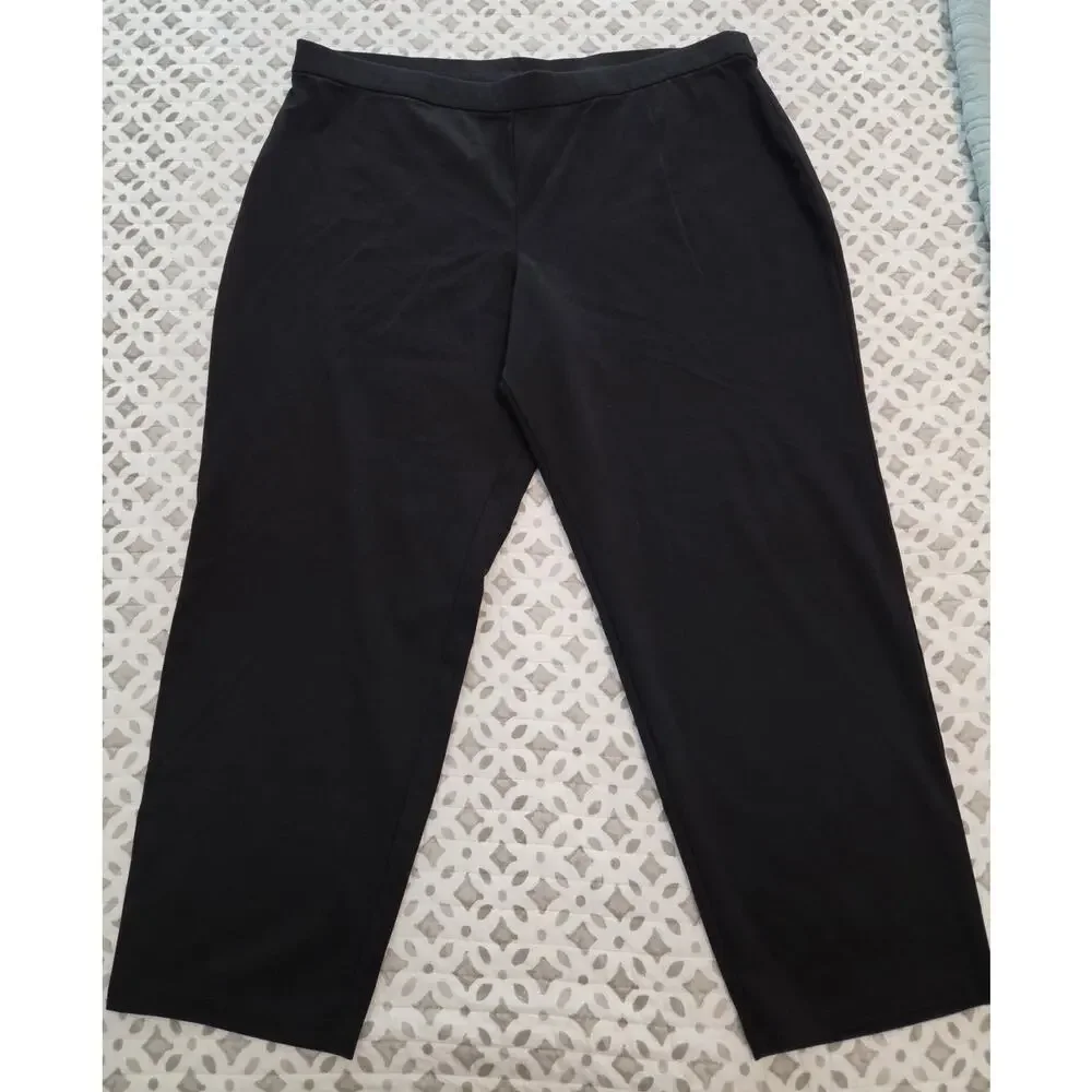 Susan Graver Size Petite XL Black Cotton Ponte Straight Leg Pant A708898 NWOT